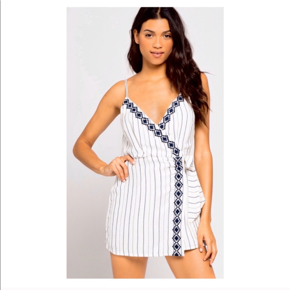 L*space NWT Maria wrap romper striped navy white